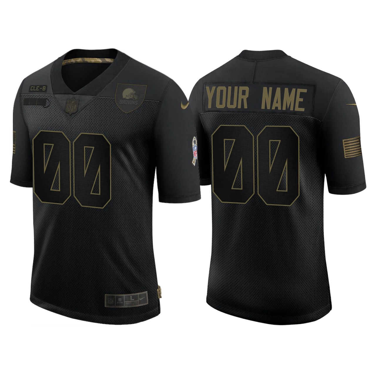 Men's Cleveland Browns Customized 2020 Black Salute To Service Limited Stitched Jersey